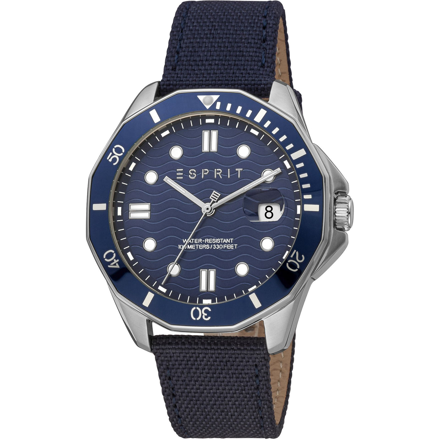 Esprit Herrenarmbanduhr aus Edelstahl mit Lederband