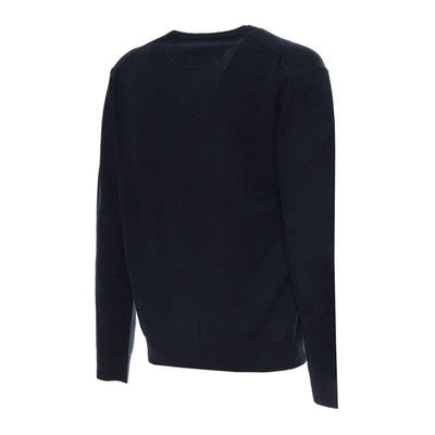 Sergio Tacchini Herren Pullover in Einfarbig Schwarz - V-Ausschnitt aus 100% Wolle