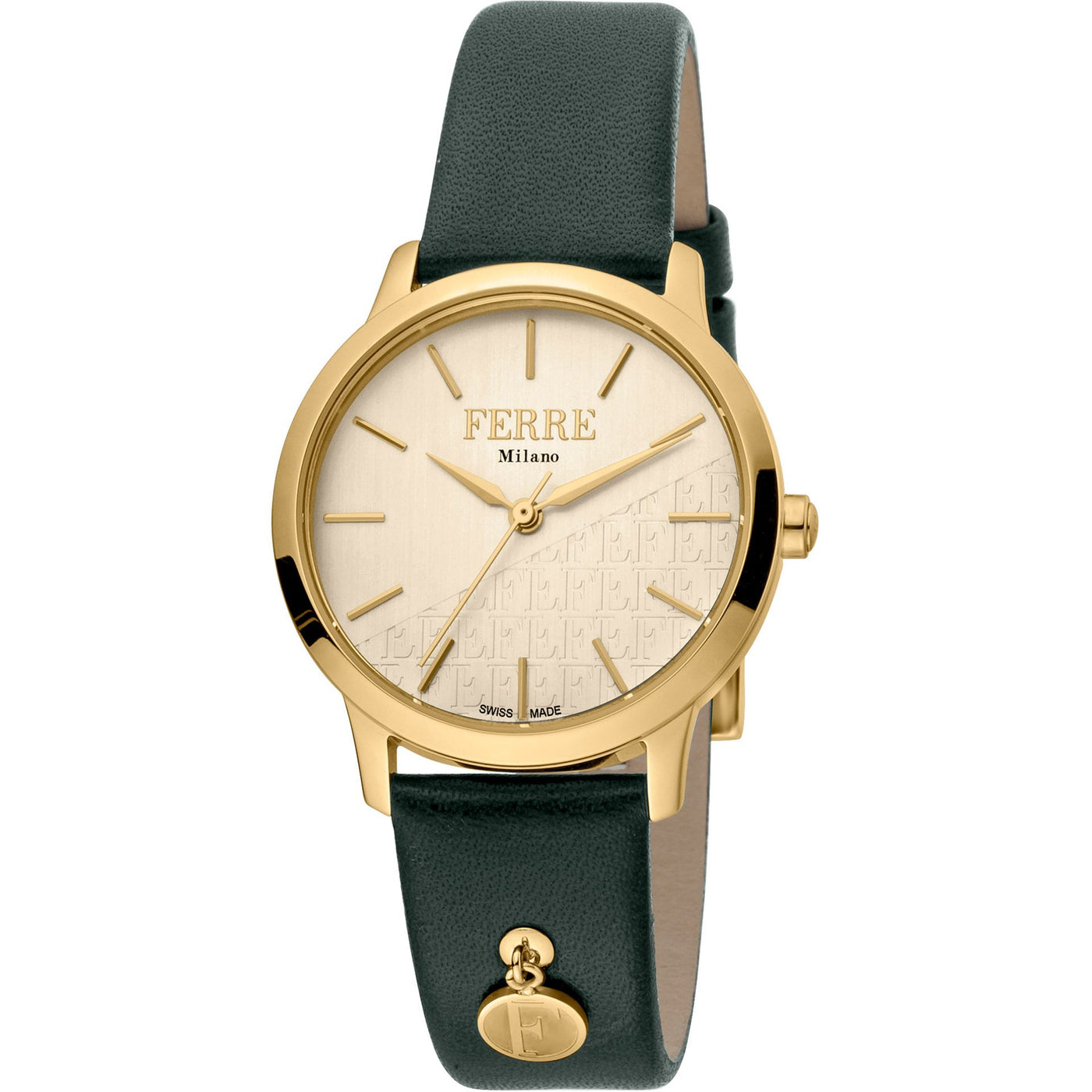 Ferrè Milano Damen Uhr - Elegante Edelstahl-Leder Kombination