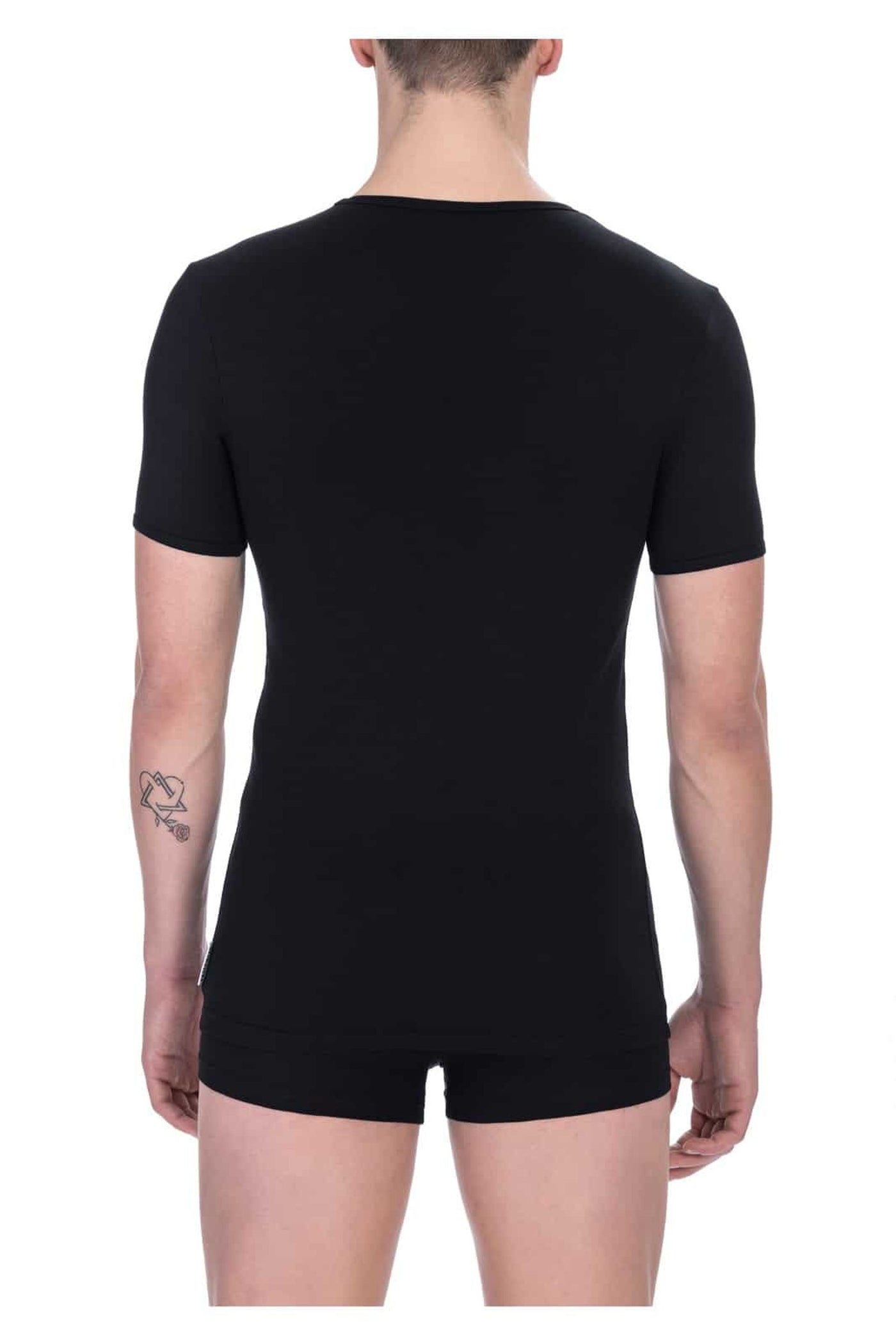 Bikkembergs Herren T-Shirt V-Ausschnitt in Schwarz