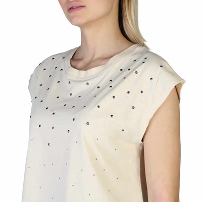 Pepe Jeans Damen T-Shirt - Einfarbig Weiß mit Nieten