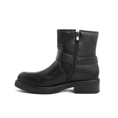 Modische Damen Stiefeletten mit Schnallen in Schwarz