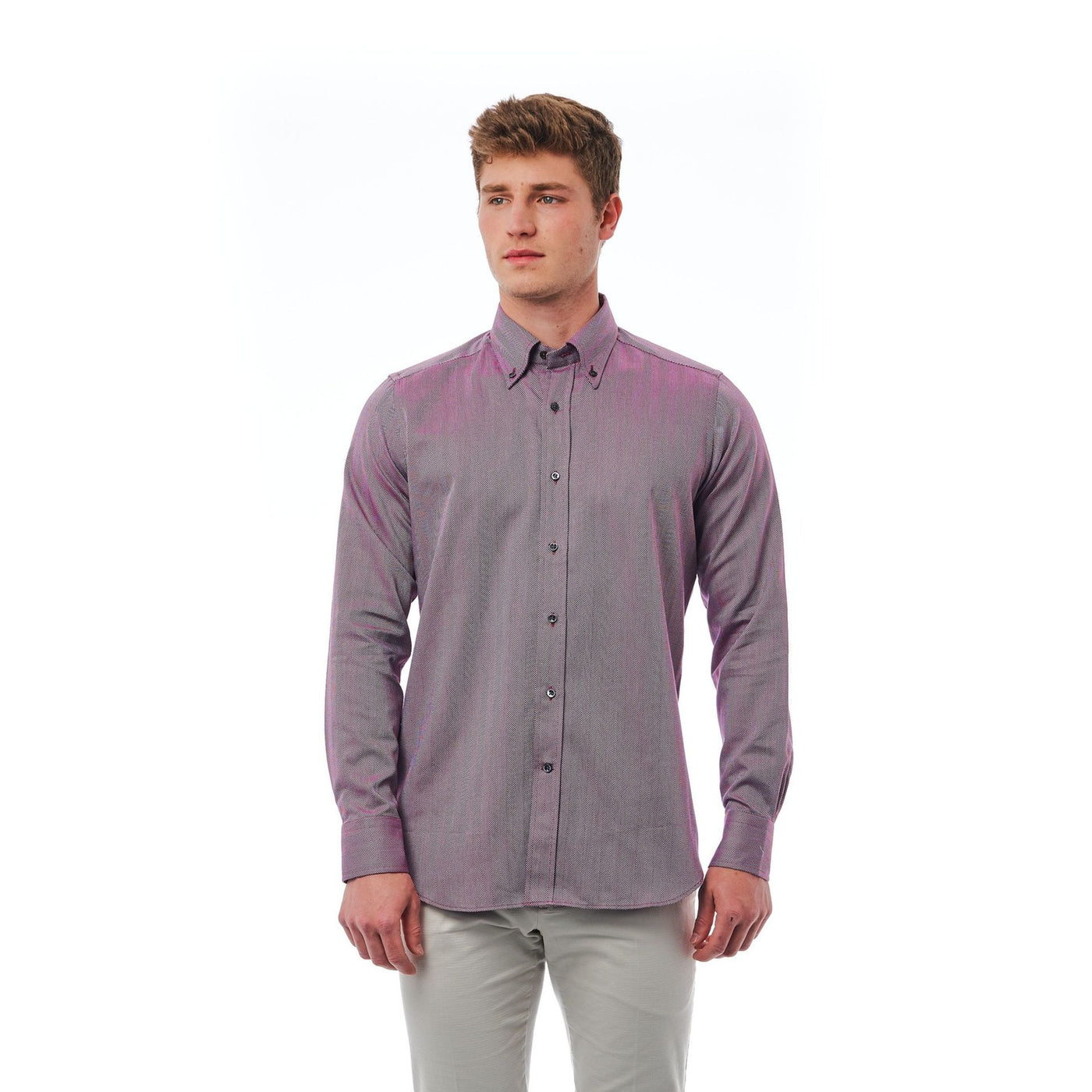 Bagutta Herren Hemd - 100% Baumwolle - Button-Down - Blau