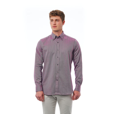 Bagutta Herren Hemd - 100% Baumwolle - Button-Down - Blau