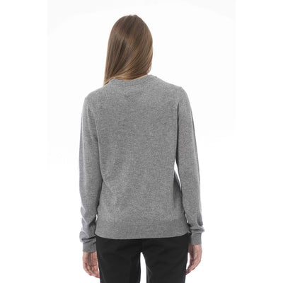 Baldinini Damen V-Ausschnitt Pullover in Einfarbig Schwarz