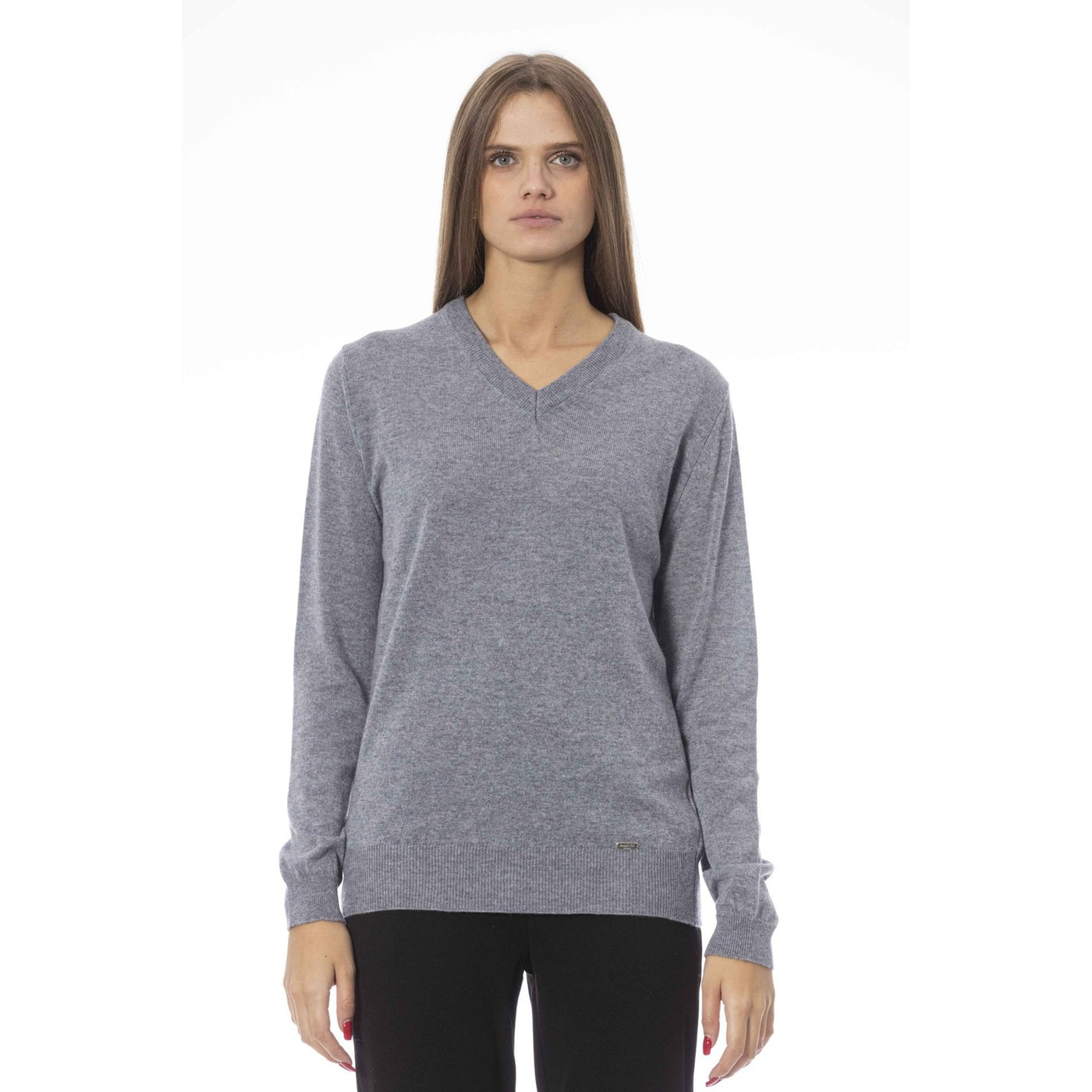Baldinini Damen Pullover in Schwarz mit V-Ausschnitt