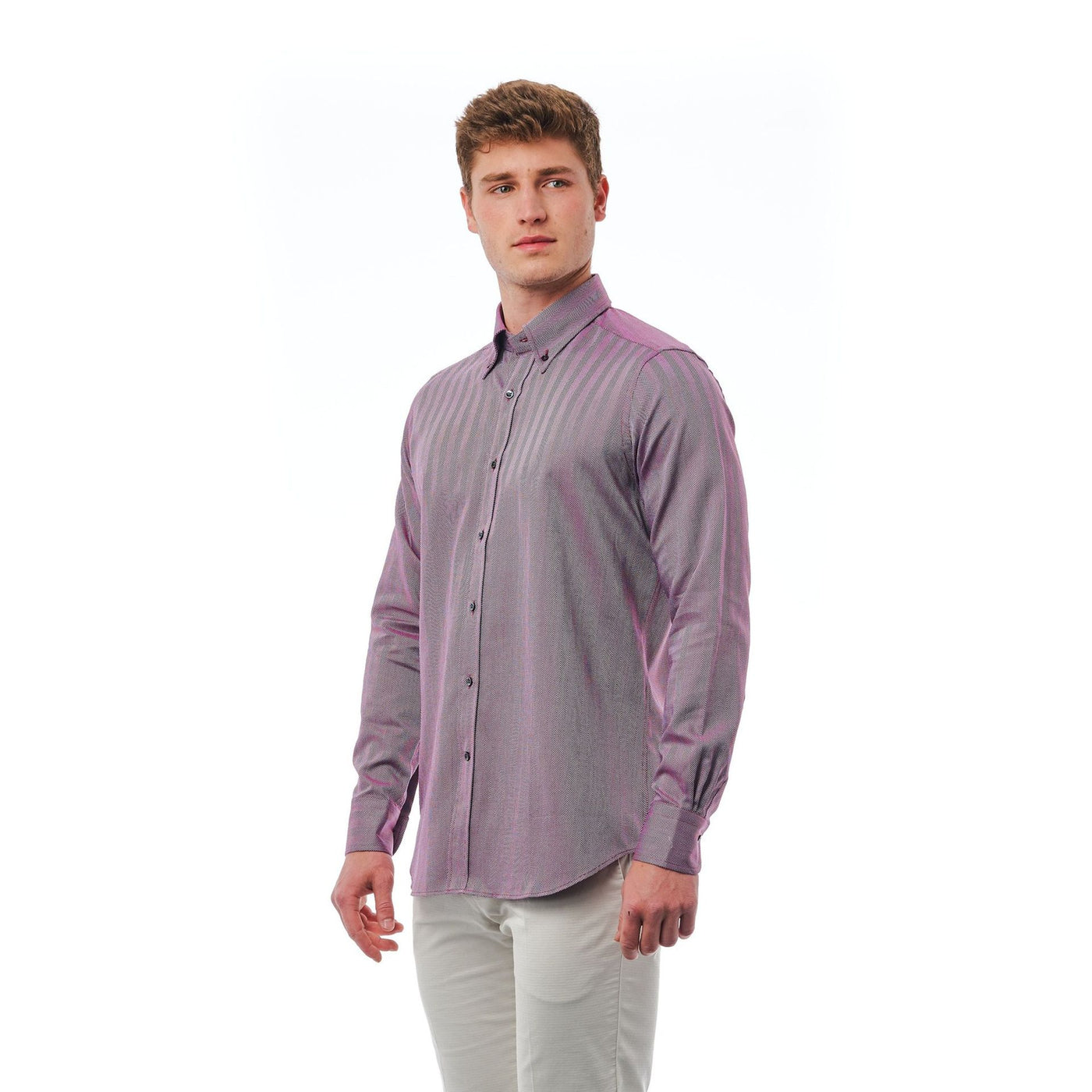 Bagutta Herren Hemd - 100% Baumwolle - Button-Down - Blau