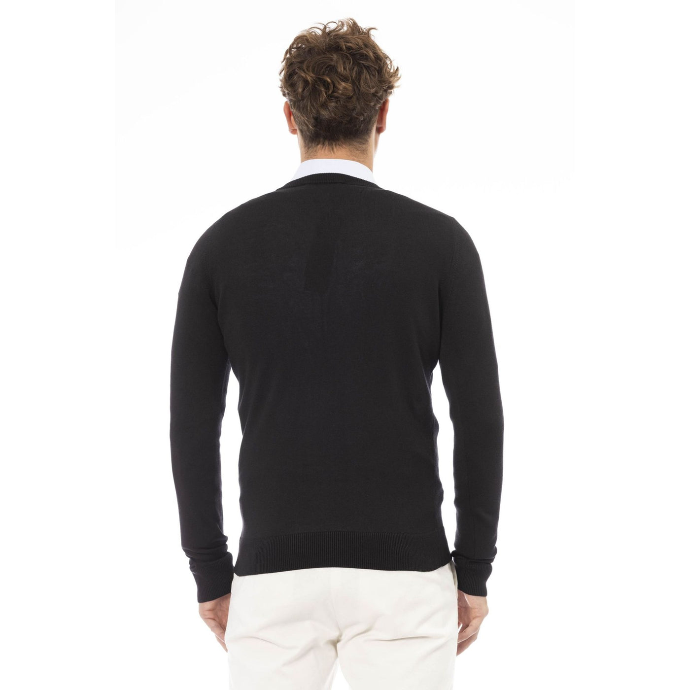 Baldinini Trend Pullover für Herren in Einfarbig - V-Ausschnitt, 91% Modal