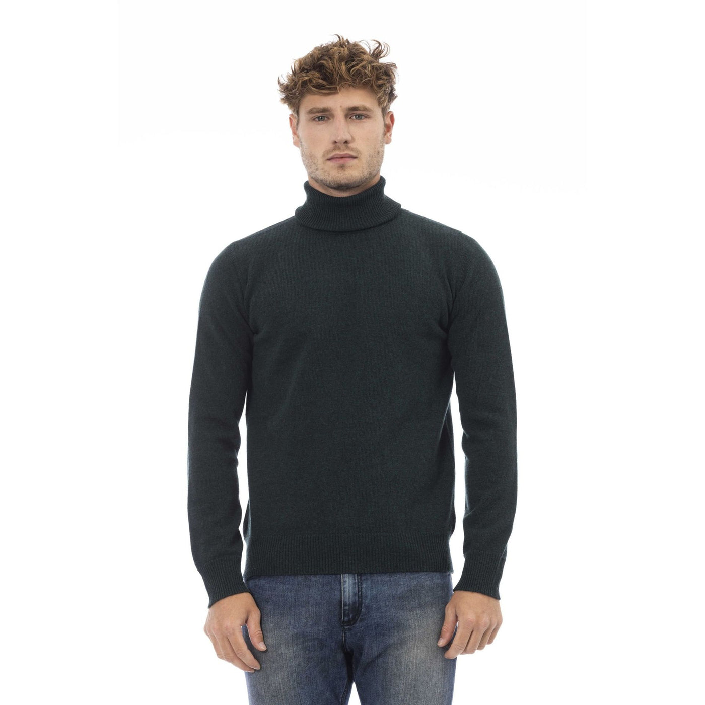 Alpha Studio Herren Rollkragenpullover aus 100% Wolle - Einfarbig
