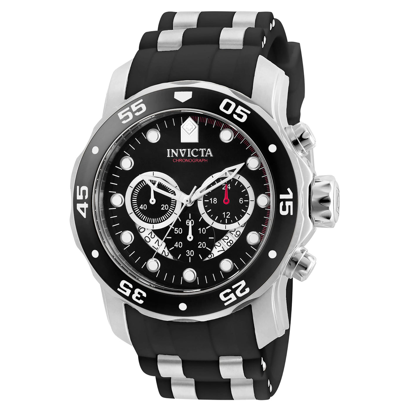 Invicta Herren Chronograph Uhr mit Silikonband - Schwarz
