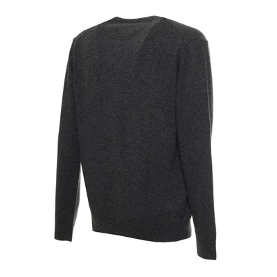 Sergio Tacchini Herren Pullover in Einfarbig Schwarz – V-Ausschnitt, 100% Wolle