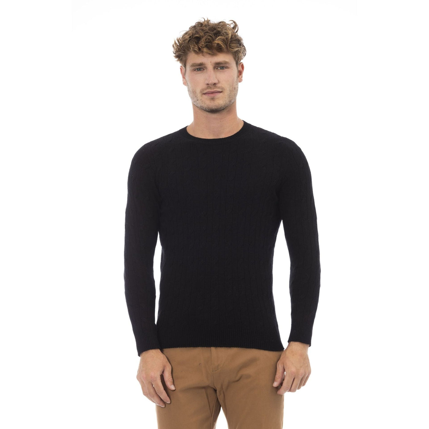 Alpha Studio Herren Pullover in Schwarz – Designer Mode aus Italien