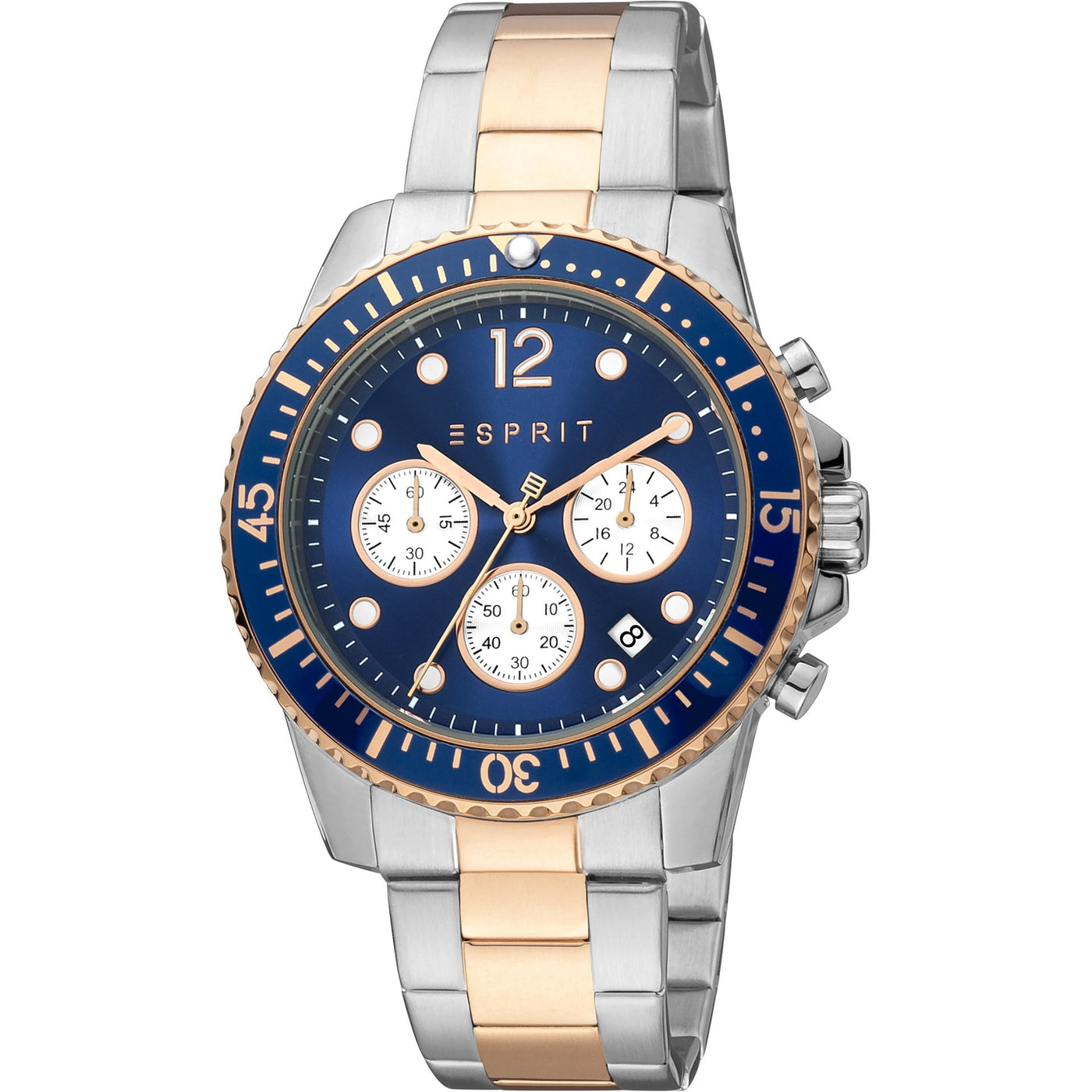 Esprit Edelstahl Chronograph Herren Uhr mit Datumsanzeige